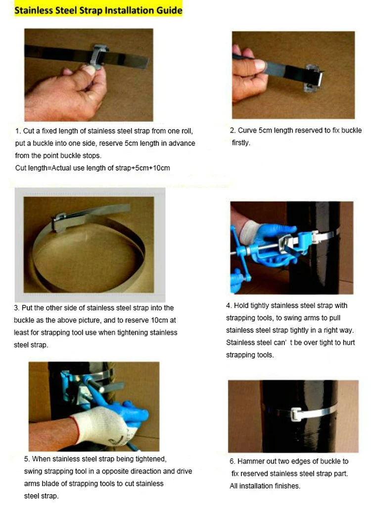 201/304/316 Banda de acero inoxidable 0,75 mm para fijación de abrazaderas de cable en postes de hormigón 1